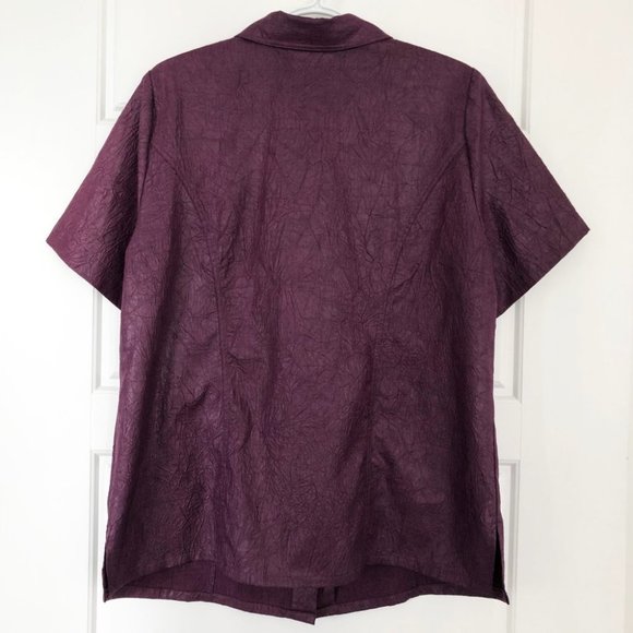 Vintage 80s Short Sleeve Wrinkle Texture Blouse - Picture 3 of 6